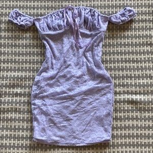 Lilac off the shoulder lace dress